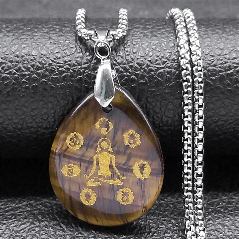  Buddhism Meditation Chakra OM Spiritual Necklace for Women Men