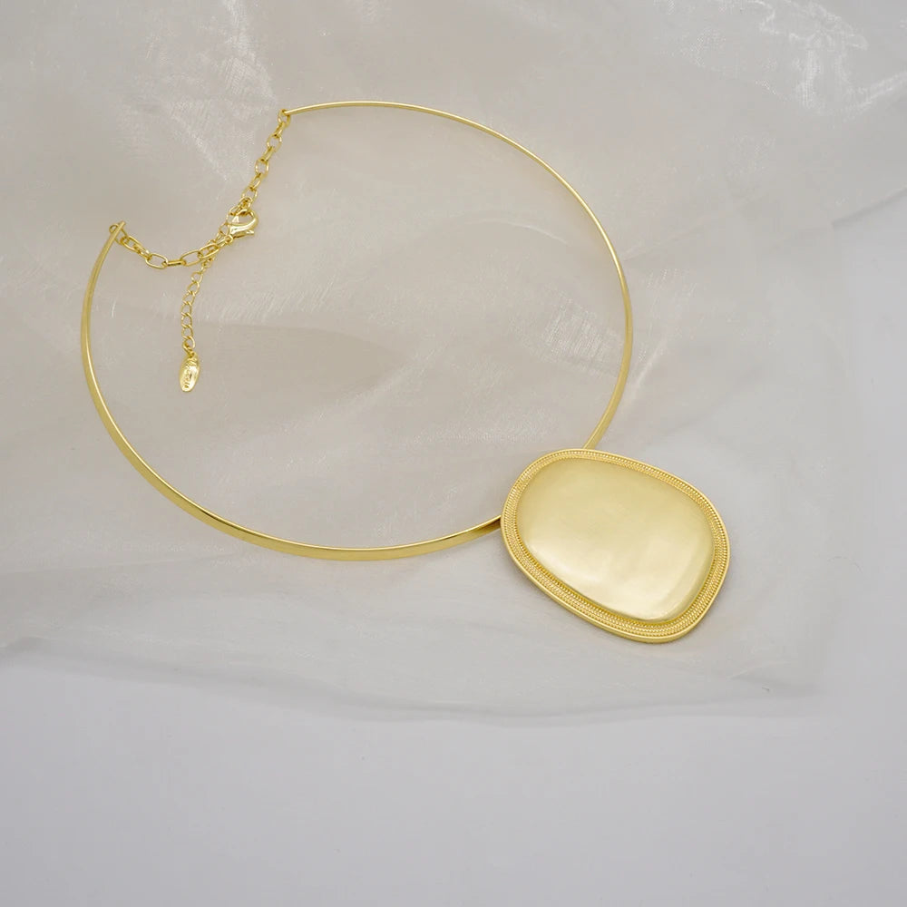 African Gold Color Delicate Pendant Necklace Earrings Ring Bracelet  Set
