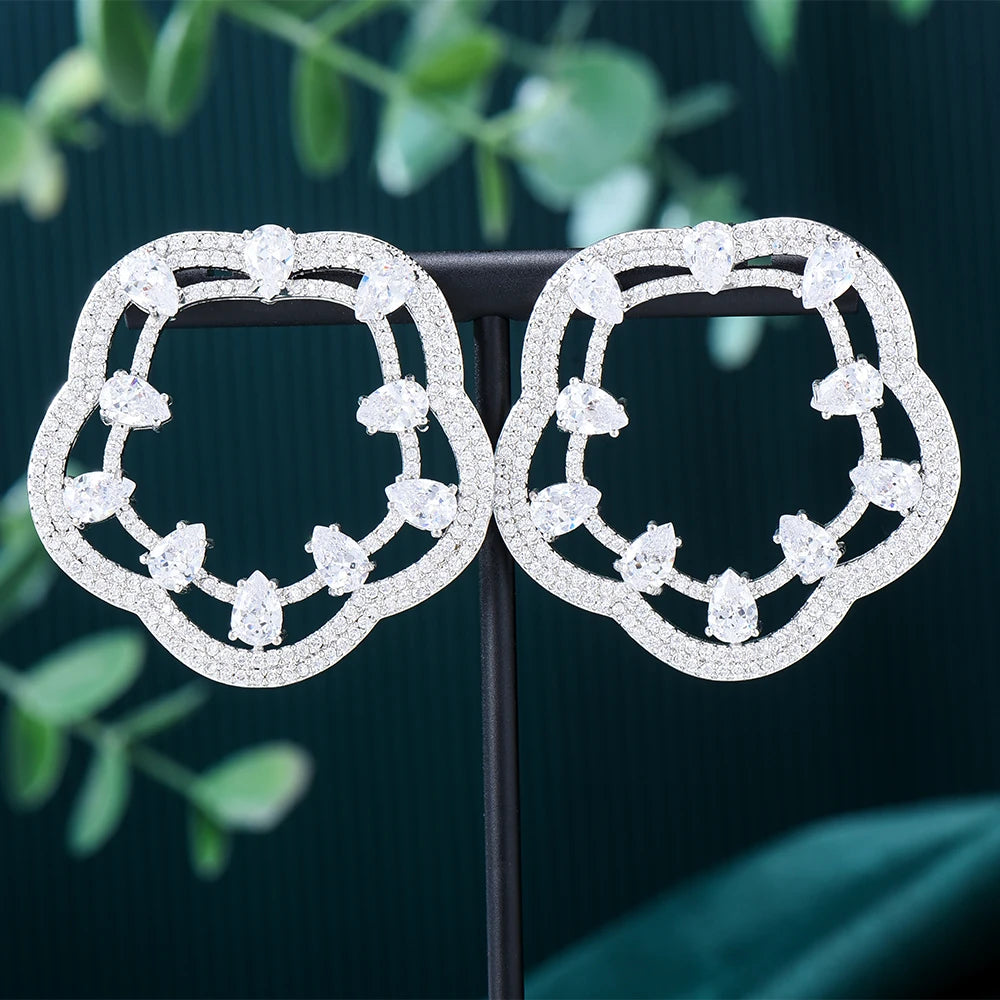  New Original Gorgeous Big Round Earrings Handmade Luxury Dinner Party Custom Jewelry Women