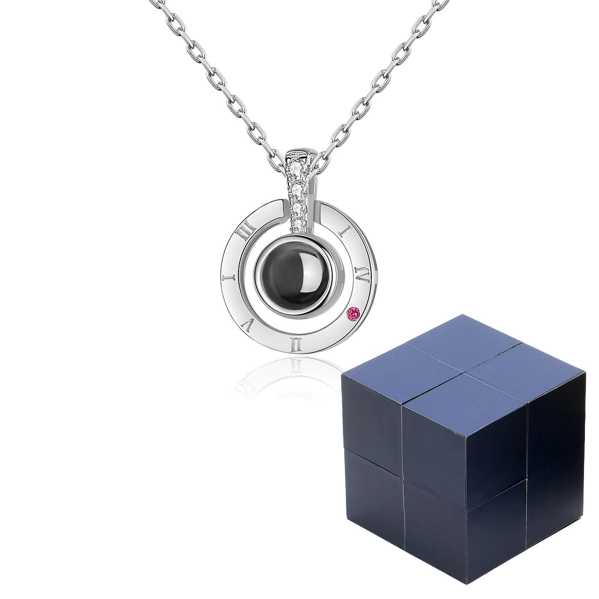 100 Languages I Love You Projection Necklace WIth Flipped Magic Cube Gift Box For Women