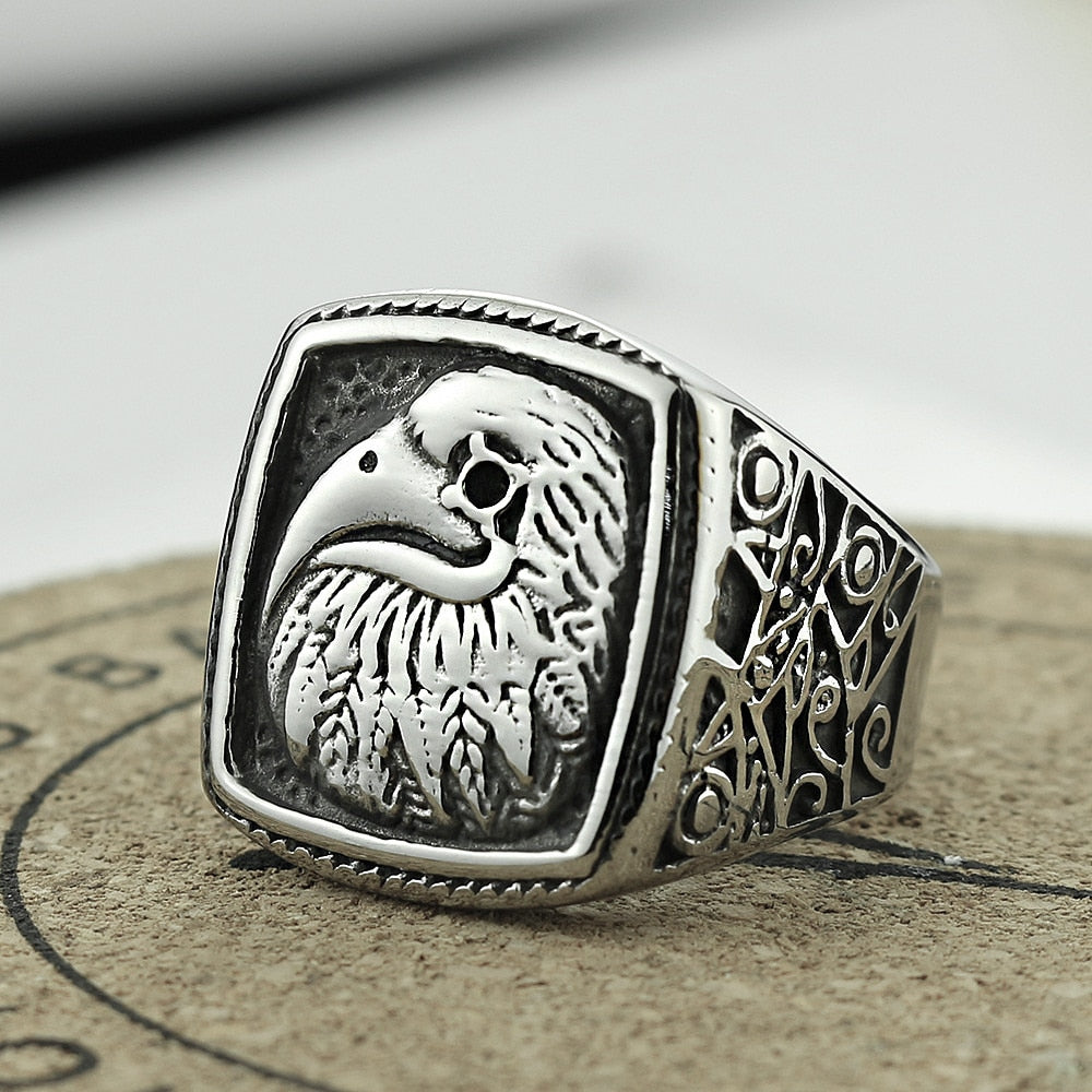 Vintage 316L Stainless Steel Eagle Ring For Men