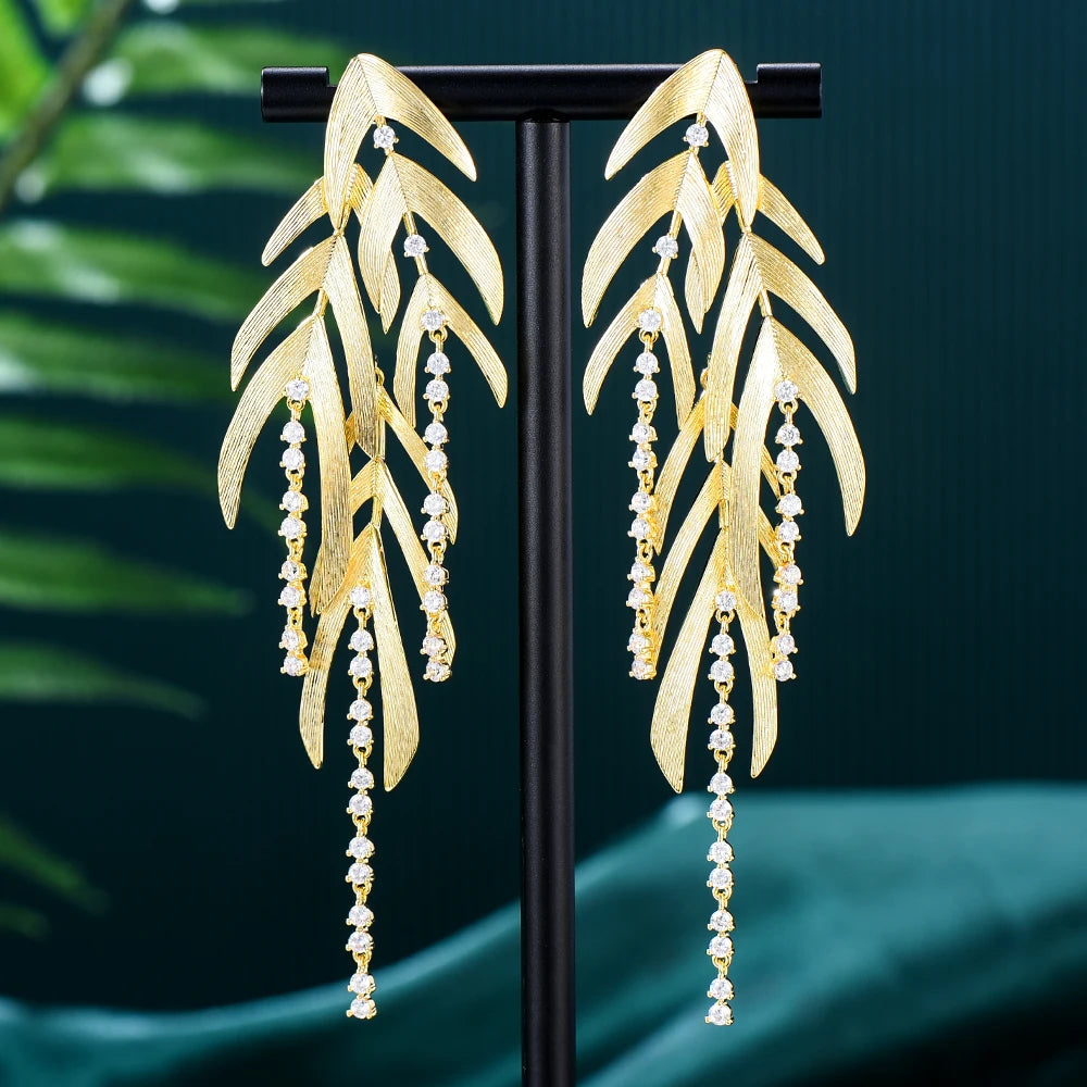  New Exaggerated Cold Wind Long Tassel Earrings for Women Bridal Drop Dangling Earrings