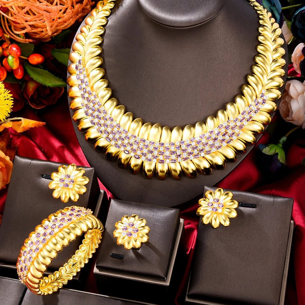 Famous Brand Bling Sequins Luxury Africa Dubai Jewelry Sets For Women
