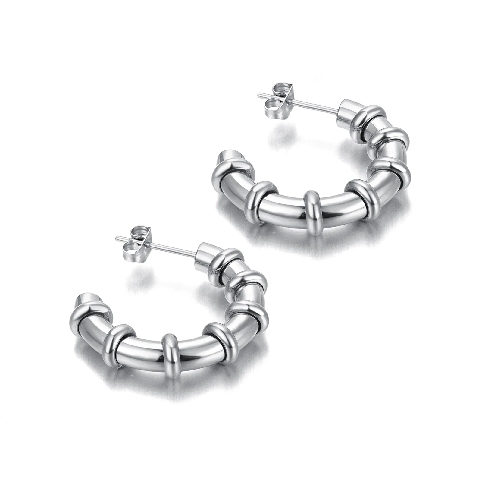 Fashion Stainless Steel C Shape Statement Earrings
