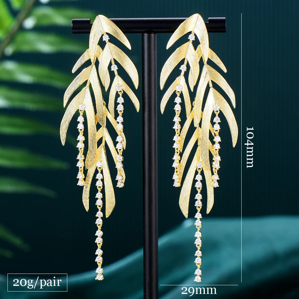 New Exaggerated Cold Wind Long Tassel Earrings for Women Bridal Drop Dangling Earrings