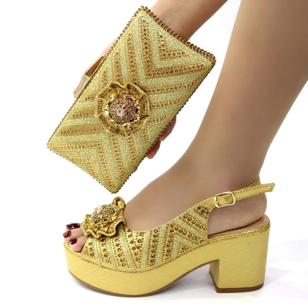 Newest Design Coffee Color Two Ways To Wear Fashion Shoes And Shoulder Bags