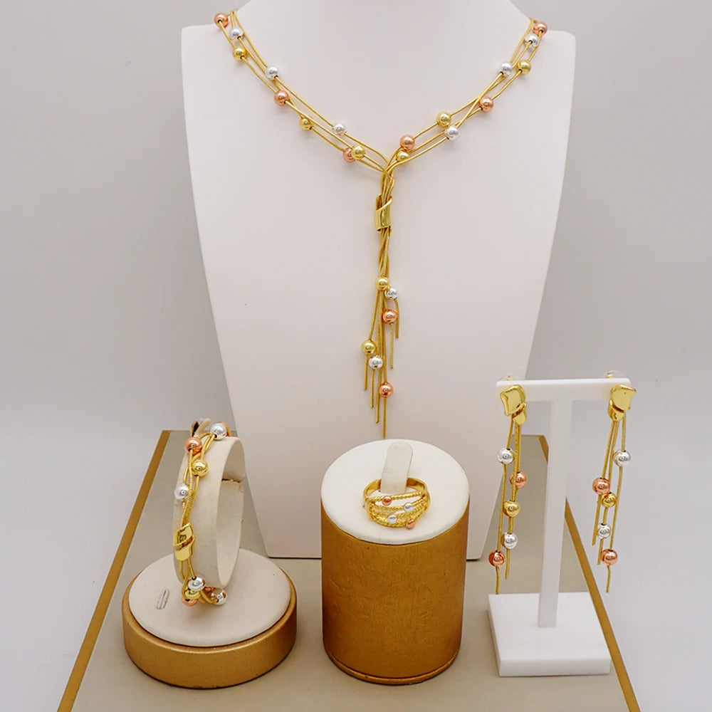 Brazilian Gold Color Flower Jewelry Dubai Jewelry Set For Women - Image 8