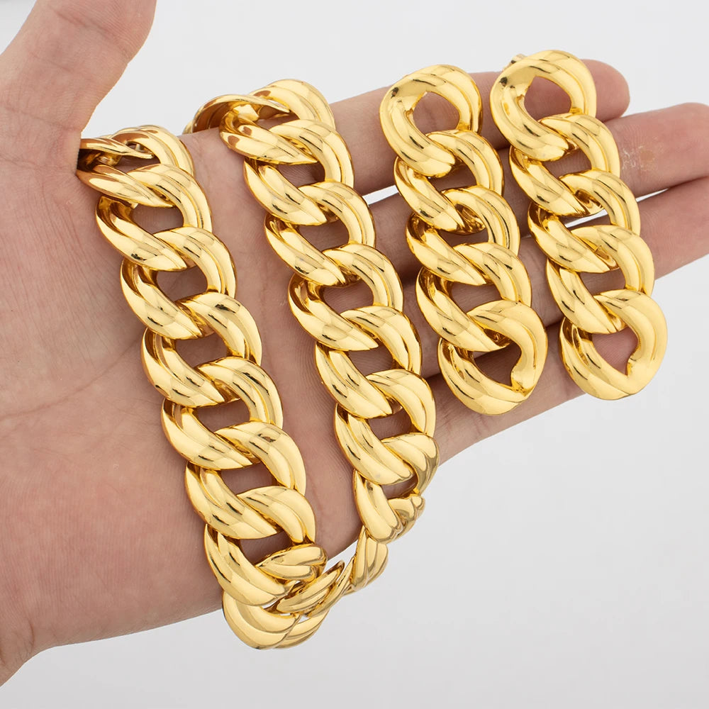 Copper Necklace Earrings Dubai Gold Plated Bracelet African 3PCS Jewelry Set
