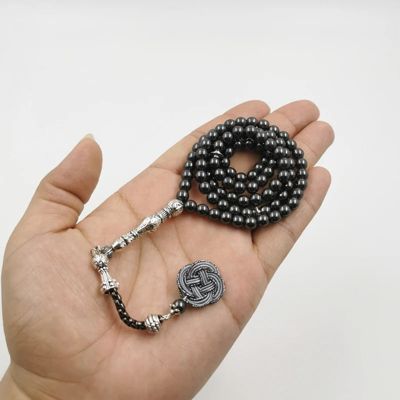 99beads 6mm Tasbih Natural hematite stone prayer beads Muslim islamic rosary Eid gift