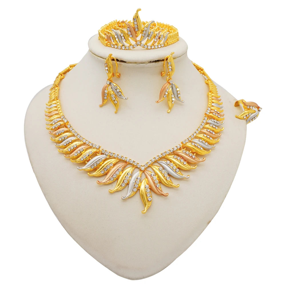  Dubai Nigerian Wedding Bridal Necklace Earrings Bracelet Ring Sets