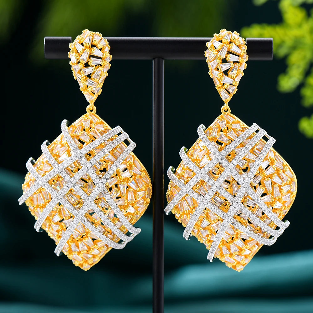 New Gorgeous Sparkling Luxury Big Necklace Earrings Jewelry Set