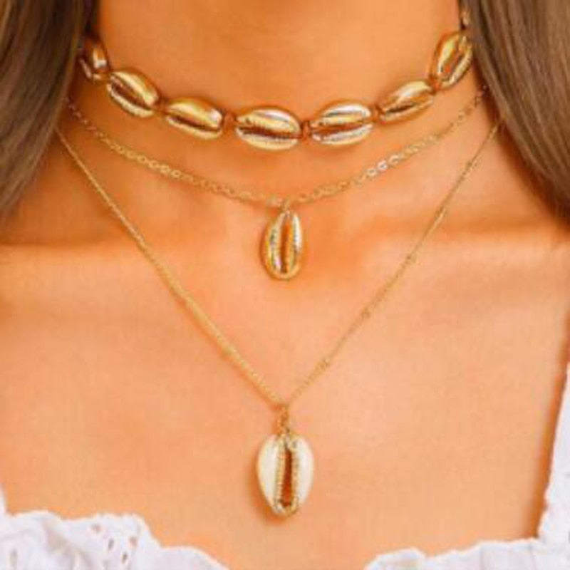 Bohemian Summer Shell Pendant Necklace
