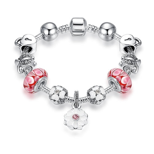 Silver Color Crystal Charm Bracelet for Women