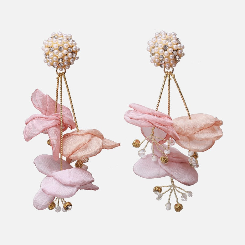 New Korea Fashion Pink Resin Beaded Drop Earrings – Gofaer Finds store!
