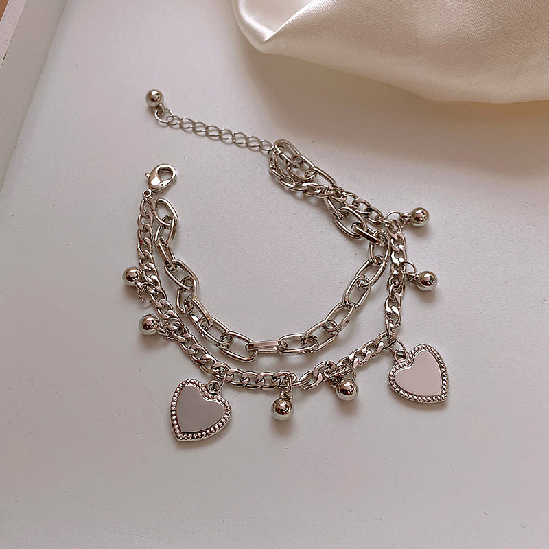 Double Layered Linked Chain Heart Bracelets for Women – Gofaer Finds store!