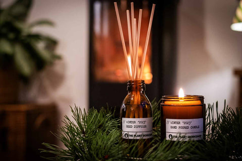 Winter '2023' festive Christmas fragrance, including candle, reed diffuser and hand was by the plant workshop in the scottish highlands and fenwick department store newcastle