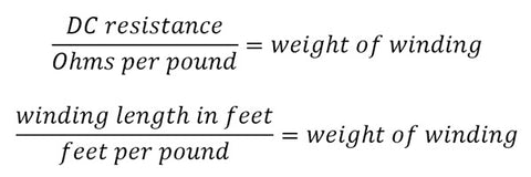 Winding Weight Formulas