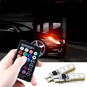 Automaze LED Atmosphere lights, T10 W5W RGB LED Bulbs with Remote  Controller 5050 SMD Silicone Strobe light Use for Reading light,/Roof  light/Trunk light/Interior light : : Car & Motorbike