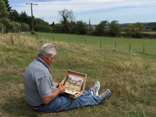 Werner Filipich sketching in the fields in France
