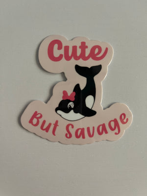 Cute But Savage White Gladis Orca Sticker - FrankieDeLeonDesigns