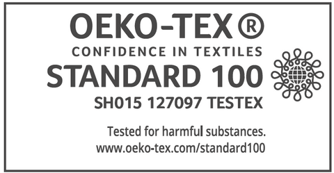 Label de qualit, certification inernationale OEKO TEX qui certifie un tissu aux proprits plus cologiques et respectueuses de l'environnement, plus sain pour l'homme