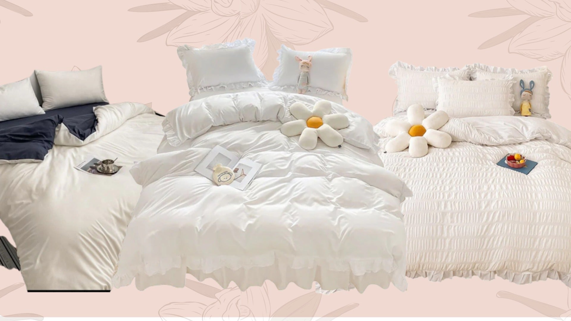 vanilla girl aesthetic bedding