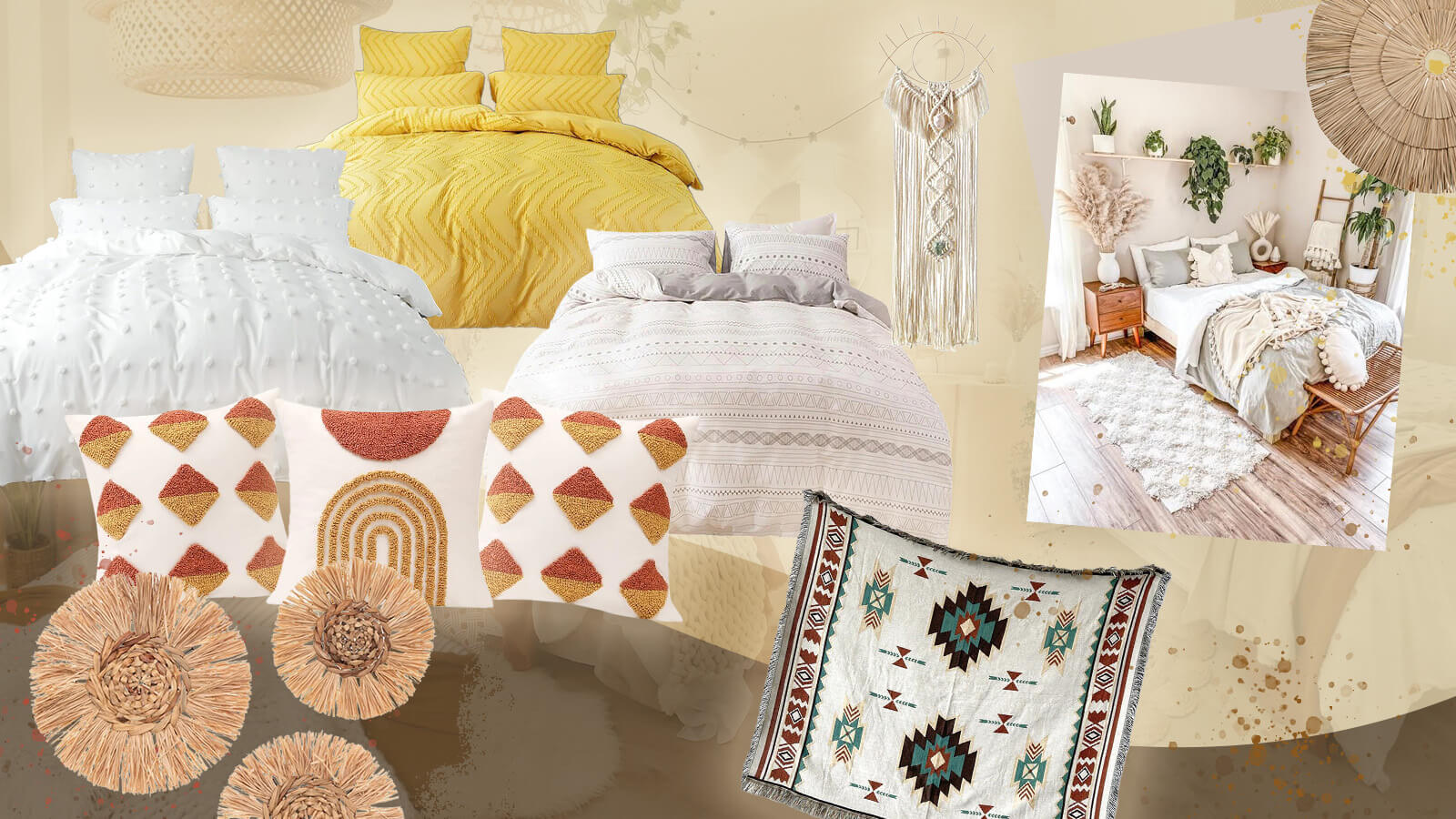 boho aesthetic bedding and textiles