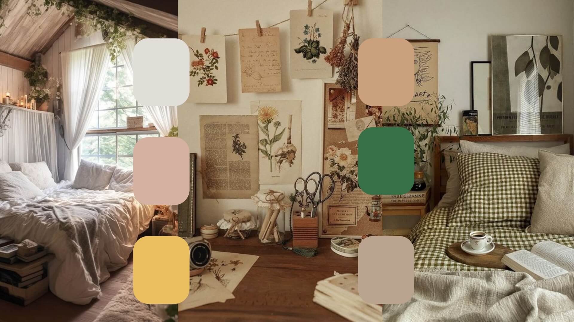 cottagecore aesthetic bedroom decorations color palette