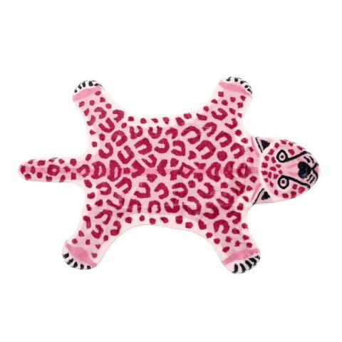 preppy aesthetic pink leopard accent rug