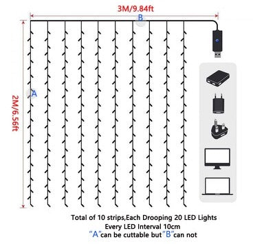 roomtery led curtain ivy string lights