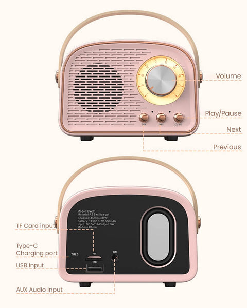 retro radio rounded shape bluetooth speaker roomtery