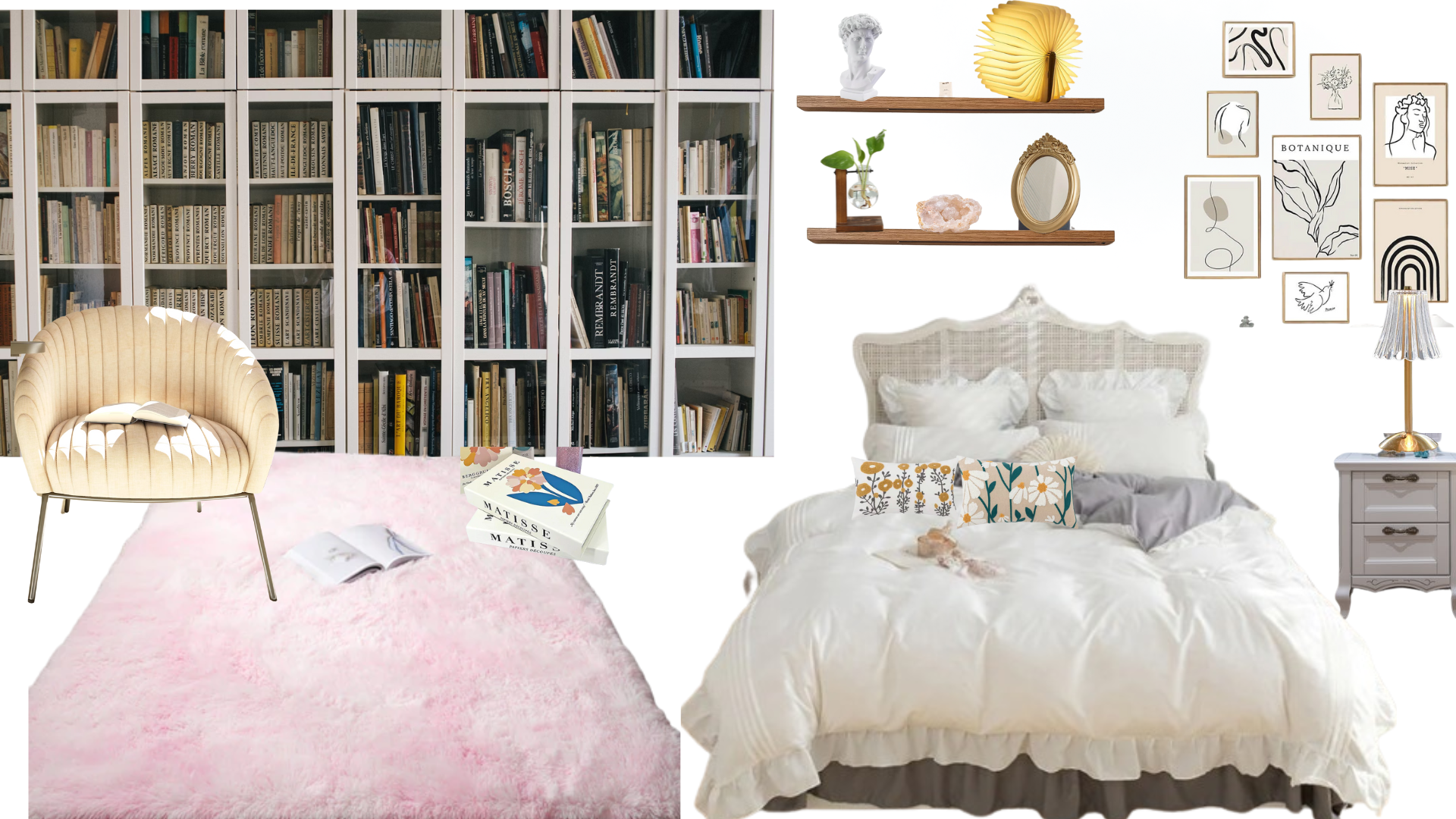 librarycore aesthetic bedroom setup