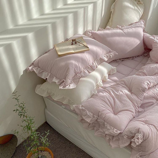 ruffle aesthetic soft girl bedding roomtery