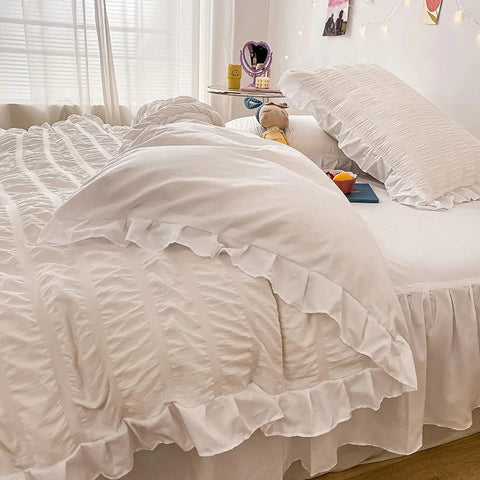 ribbed aesthetic vintage bedding with laces