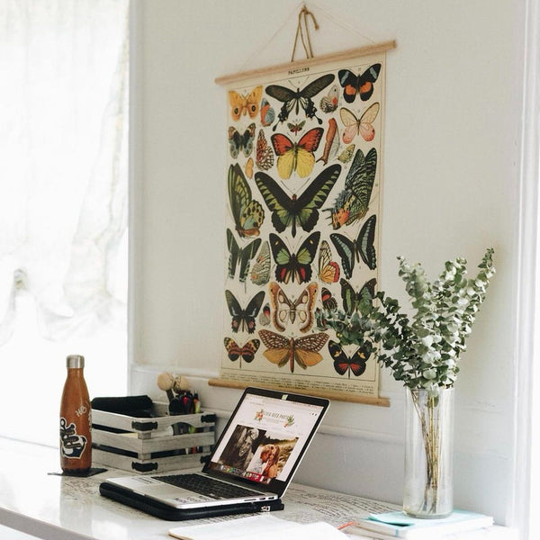 vintage butterflies papillons kraft paper cottagecore aesthetic poster roomtery