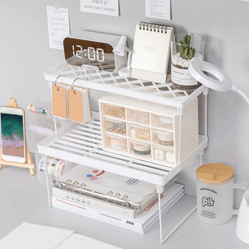 Kawaii Two-Storey Desk Shelf  Kawaii Aesthetic Room Desk Decor