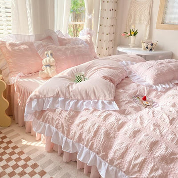 Coquette Aesthetic Ruffle Bedding Set - Trending Now! –