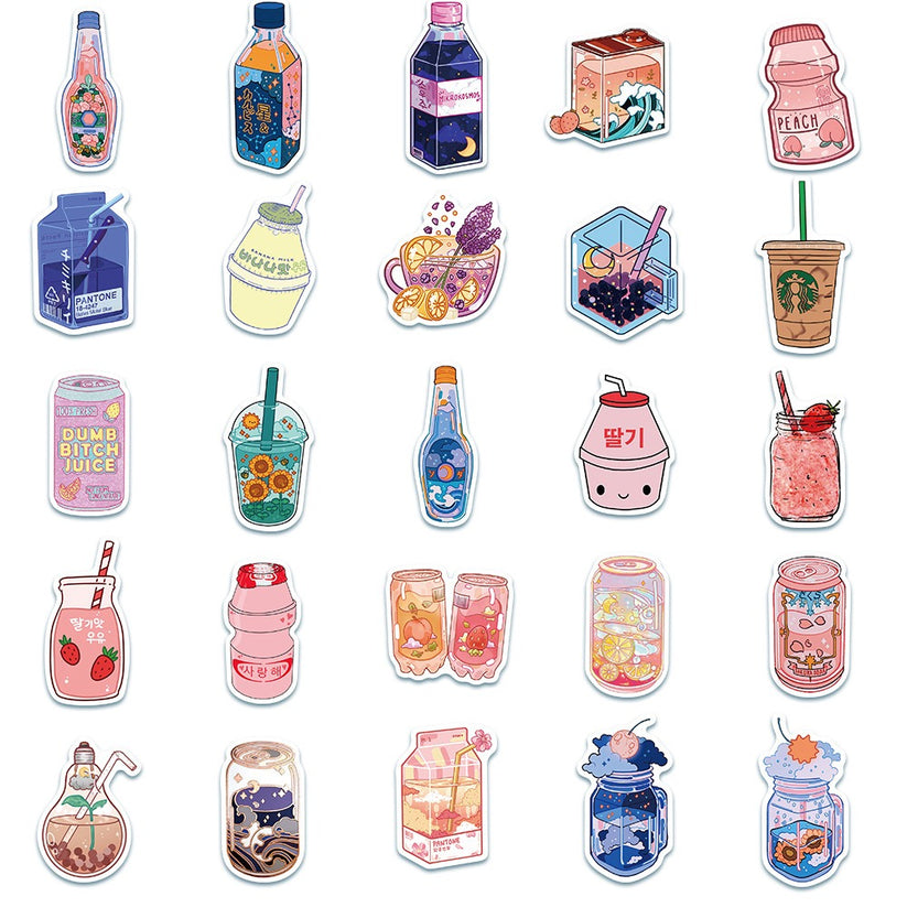 Kawaii Beverages Sticker Pack - Shop Online on roomtery