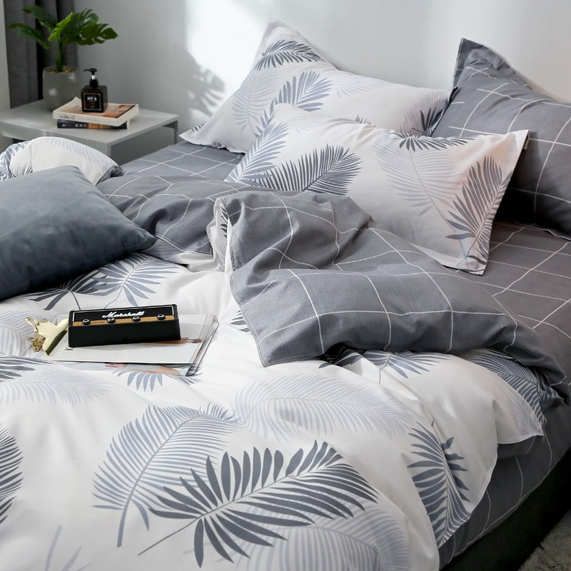 grey palm leaf duvet cover