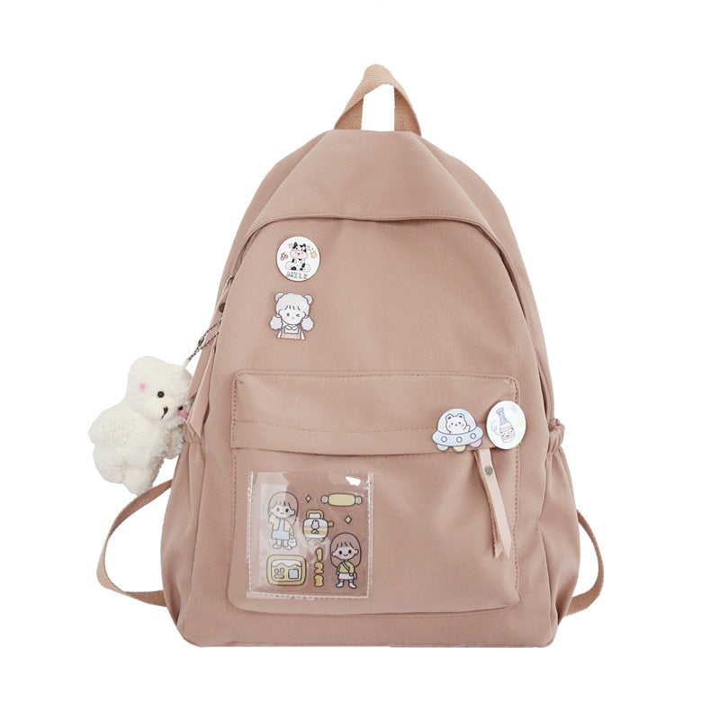 Oxtli Fashion Girls School Bag Cute Simple Design Cotton Women Backpack Student Laptop Rucksack Femal Kawaii Travel Mochila