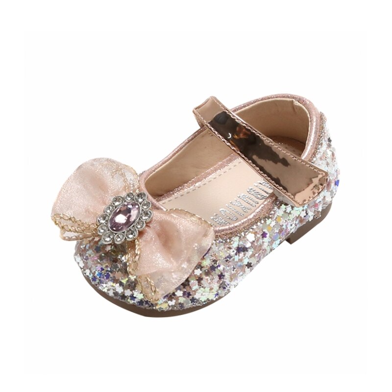 Oxtli 11.5-15.5cm Bling Little Princess Dress Shoes For First Birthday Wedding Party,Rhinestone Toddler Girls Glisten Fall Flats Shoes