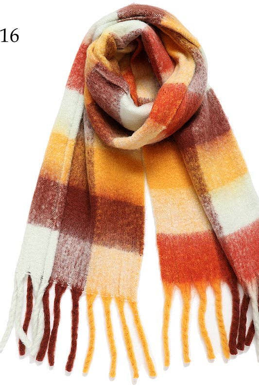 Chunky Oblong Plaid Scarf Brown/Yellow