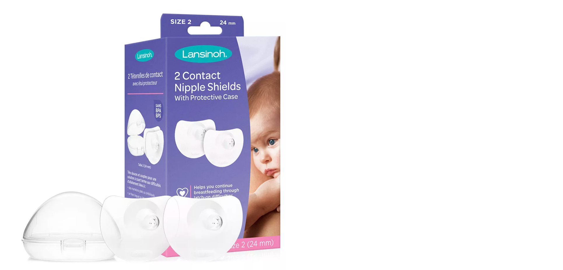 Lansinoh Contact Nipple Shields with Case - 20 & 24mm