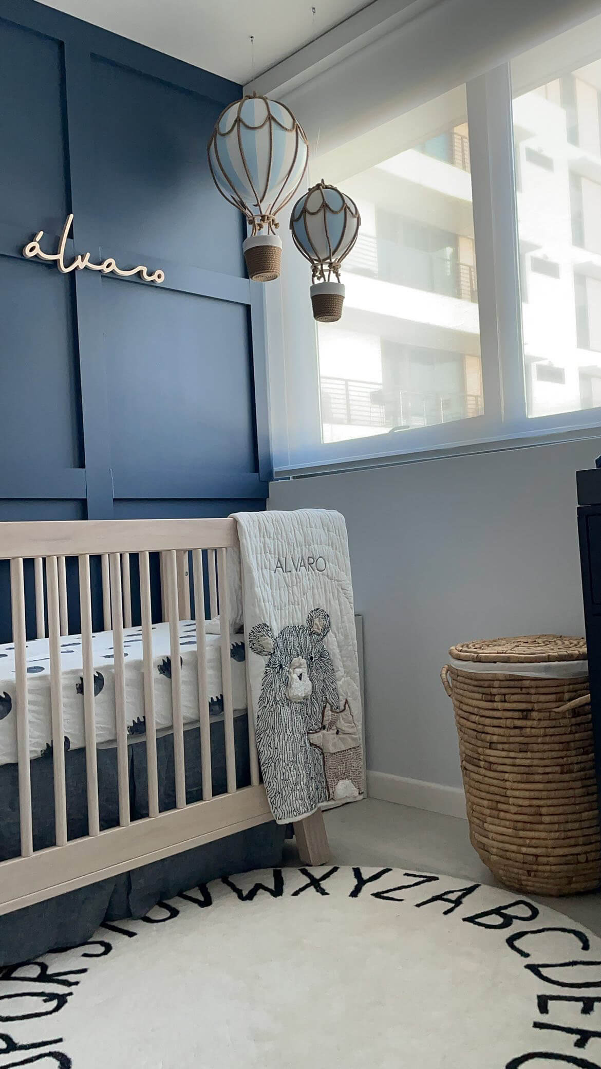 blue nursery statement wall