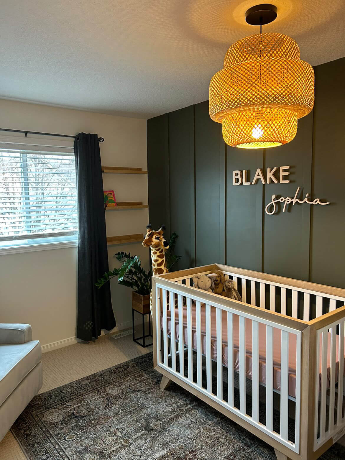 green nursery with timberwood designs name sign