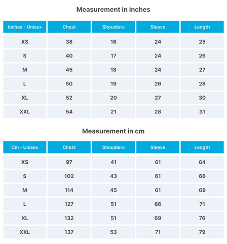 UZE Heated Jacket | Size Chart | UZE