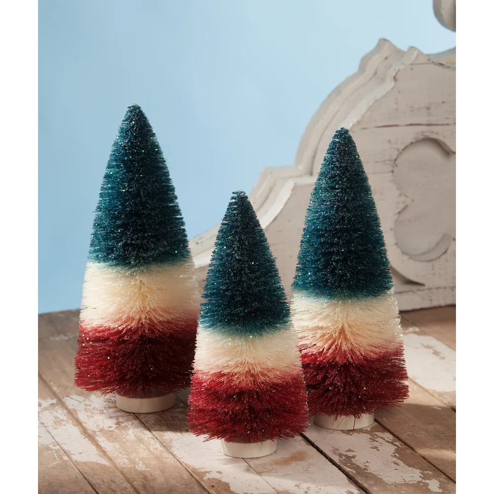 Bethany Lowe - AMERICANA BOTTLE BRUSH TREES Set of 3
