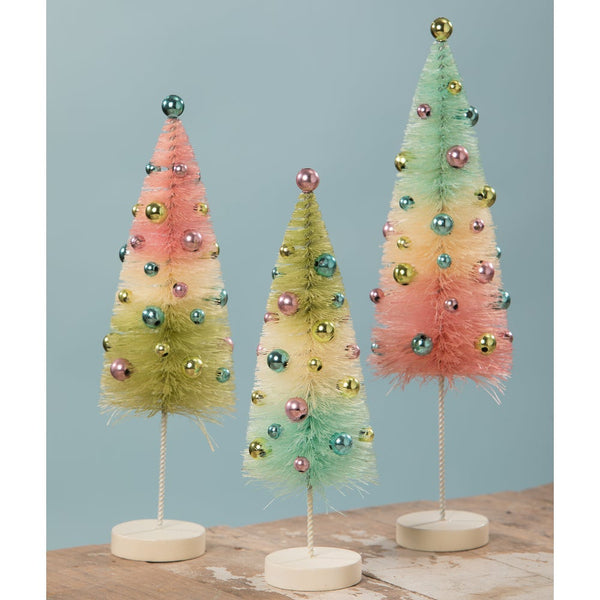 Bethany Lowe – Strawberries and Cream Bottle Brush Trees – Set of 3 -  Wooden Duck Shoppe