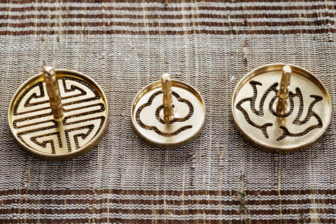 3 gold incense stencils