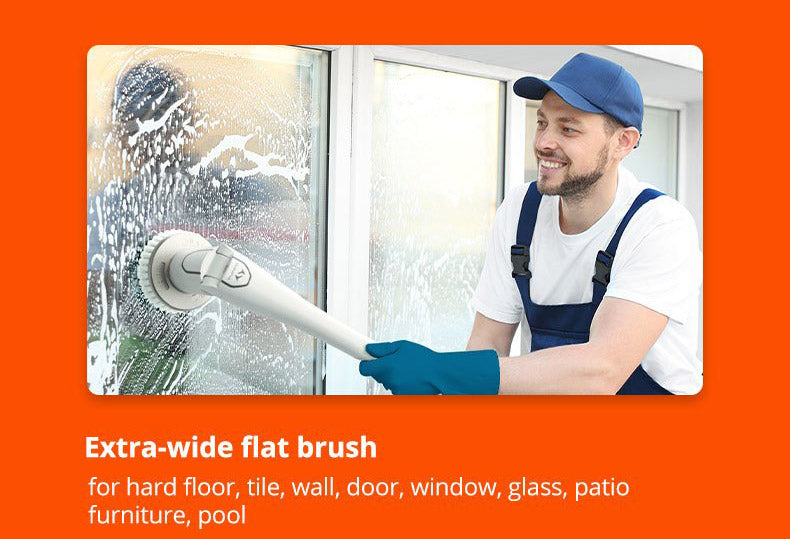 extra-wide flat brush for hard floor, tile, wall, door, window, glass, patio furniture, pool